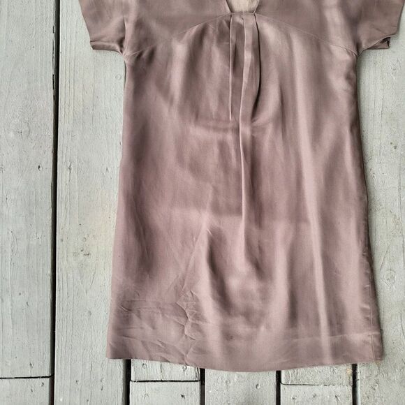 COS Brown Silk Wool Blend V-Neck Short Sleeve Pullover Tunic Dress Size 34EU/4US - Picture 3 of 6